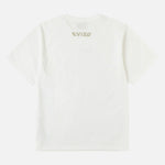 EVISU T-shirt med håndbørstet seagull-udskrift i off-white, kortærmet bomuldsklædning, afslappet stil.