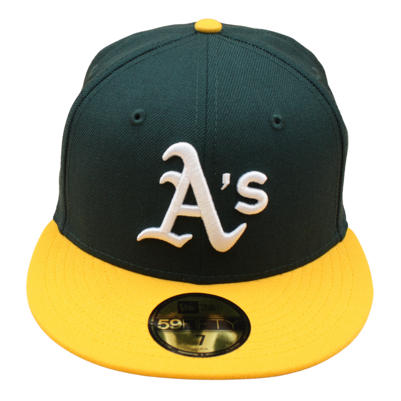 New Era - 59FIFTY Fitted Cap - Oakland Athletics - Dark Green Wool/Yellow - Grey UV - Headz Up 