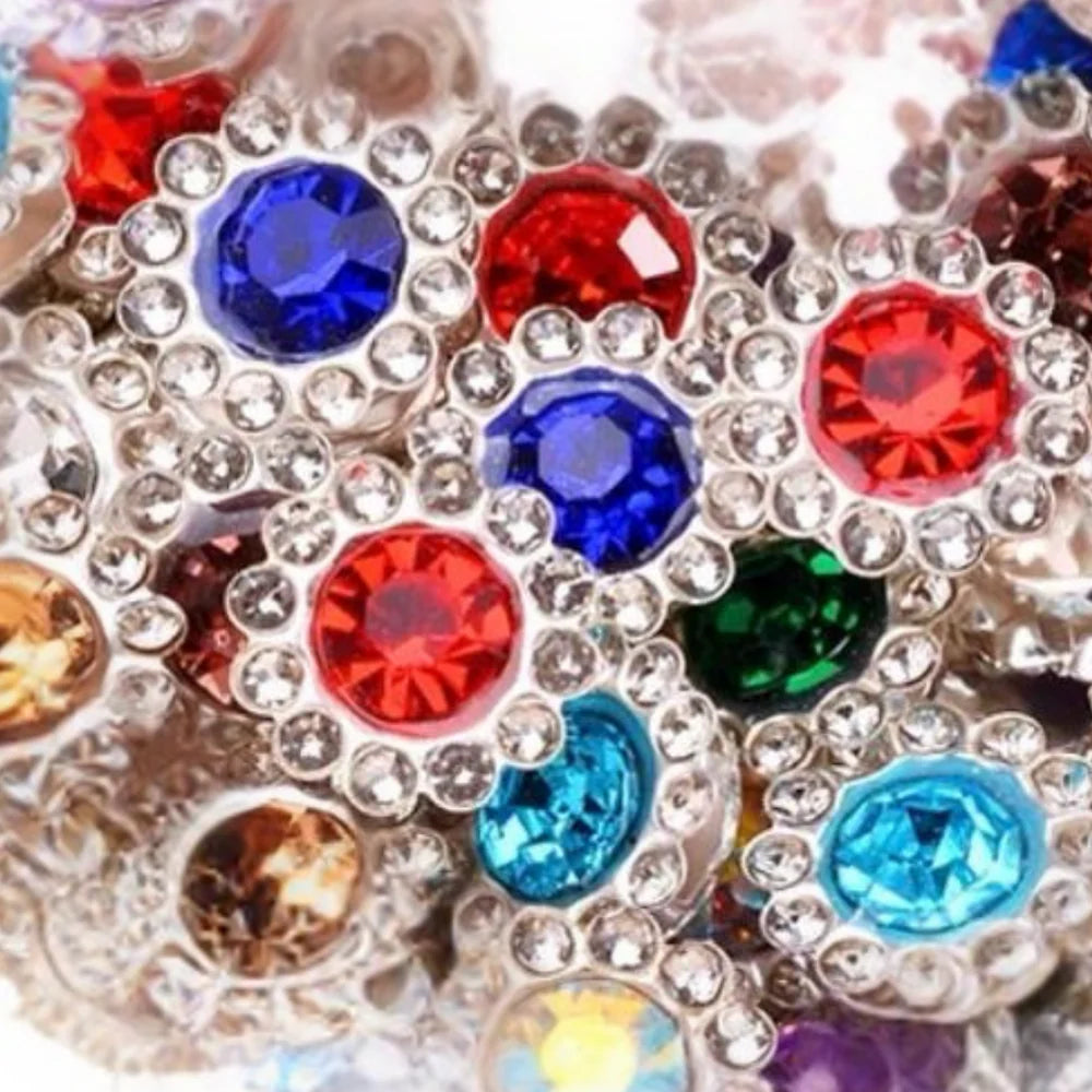 Multifarvede halverede sten med sølvramme, 50 stk, 1 cm - Headz Up 