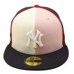 New Era 59FIFTY New York Yankees World Series 1999 cap i krom, maroon og pink farver med Yankees logo.