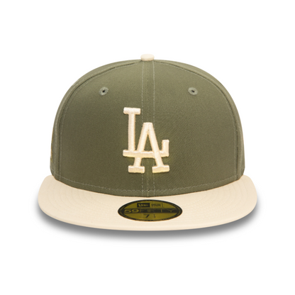 New Era - Los Angeles Dodgers - 59Fifty Fitted - SIDE PATCH - Olive/Light Chrome