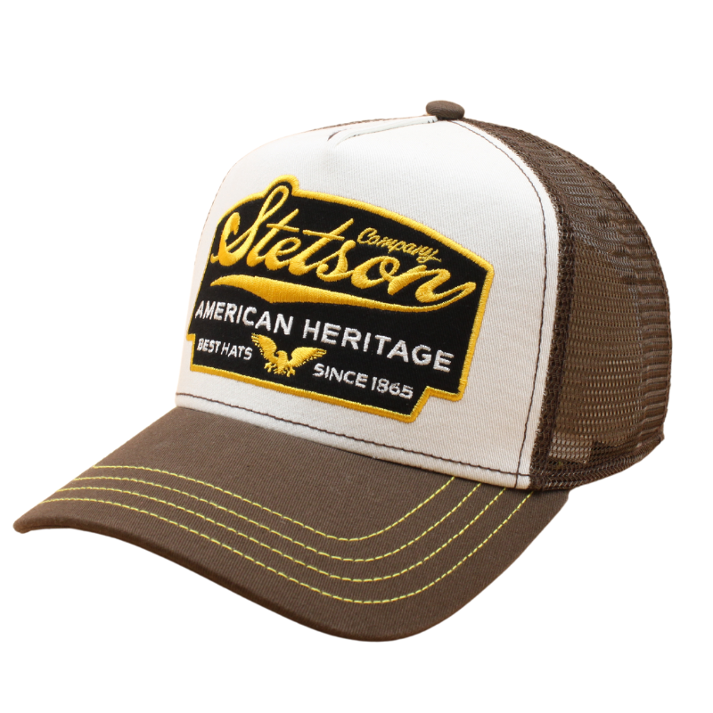 American Heritage Trucker Cap - White/Brown - Headz Up 