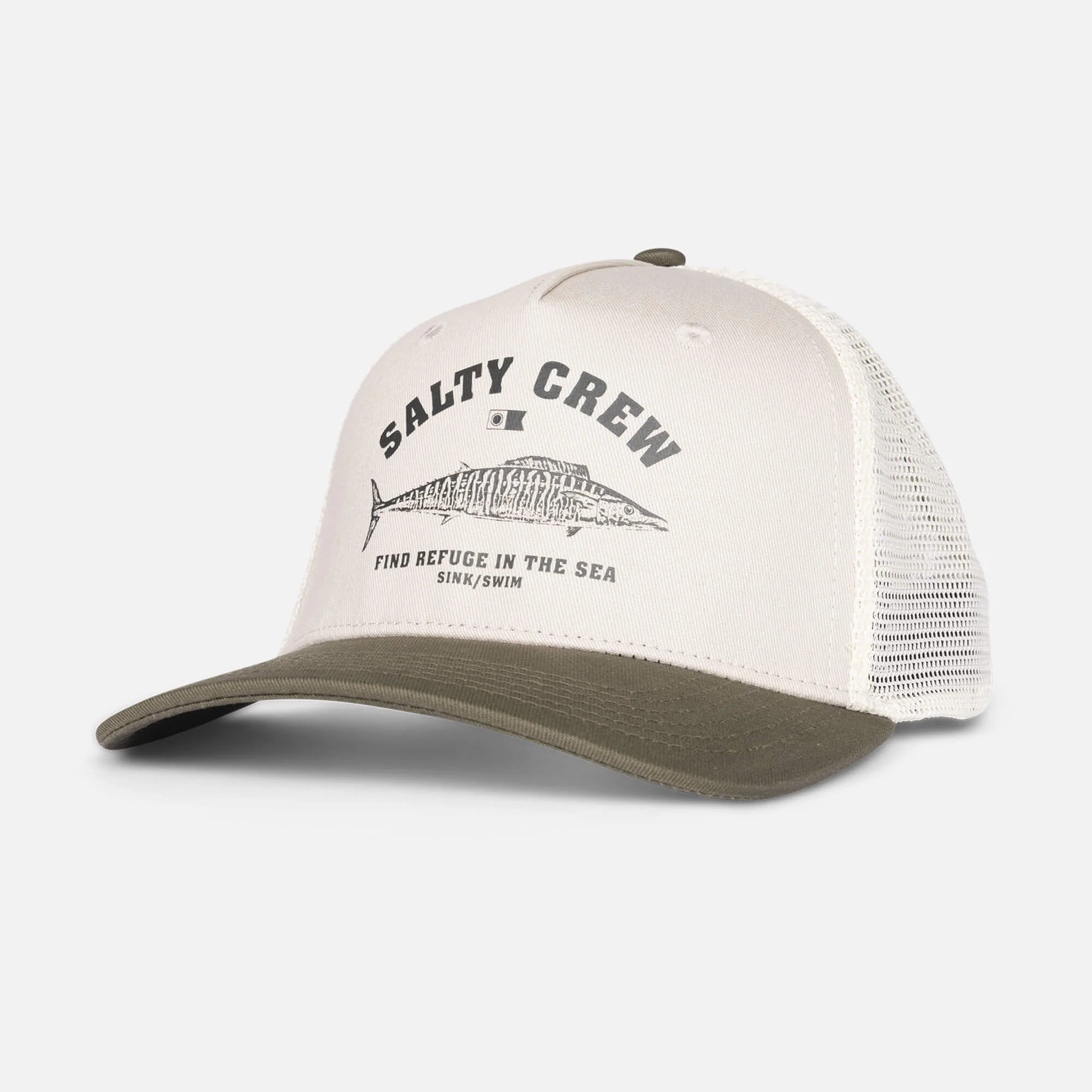 Salty Crew - Wahoo Stamp - Retro Trucker Cap - Oyester/Olive - Headz Up 