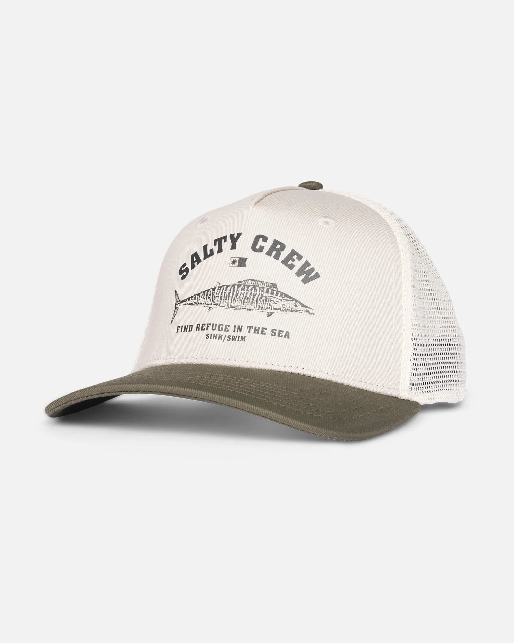 Salty Crew - Wahoo Stamp - Retro Trucker Cap - Oyester/Olive - Headz Up 
