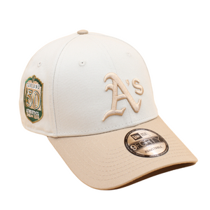 New Era Oakland Athletics Patch 9forty Baseball Cap - Stone/Camel - Headz Up 
