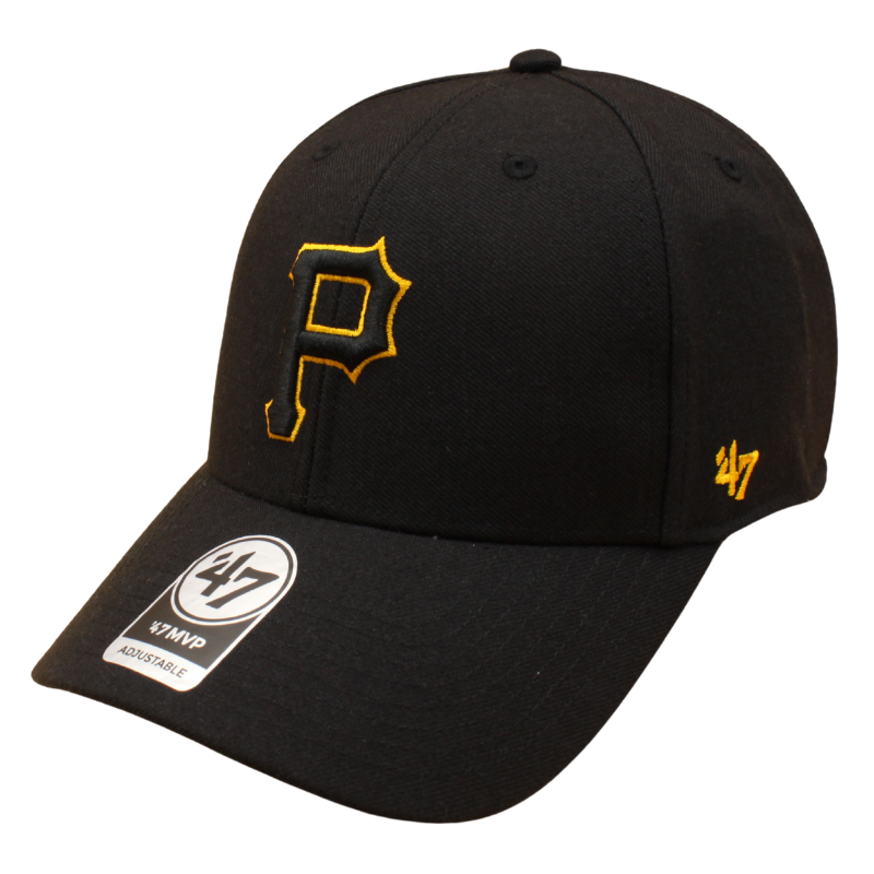 Sort '47 Pittsburgh Pirates MVP justerbar kasket med logo, komfortabel og stilfuld baseball cap for fans.