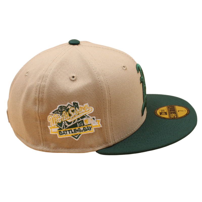 New Era - 59FIFTY Fitted -  Oakland Athletics - 1989 World Series - Khaki/Dark Green - Headz Up 