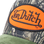 Von Dutch A-Frame cap med oval patch i grøn camo, casual og stilfuld hovedbeklædning til udendørs brug