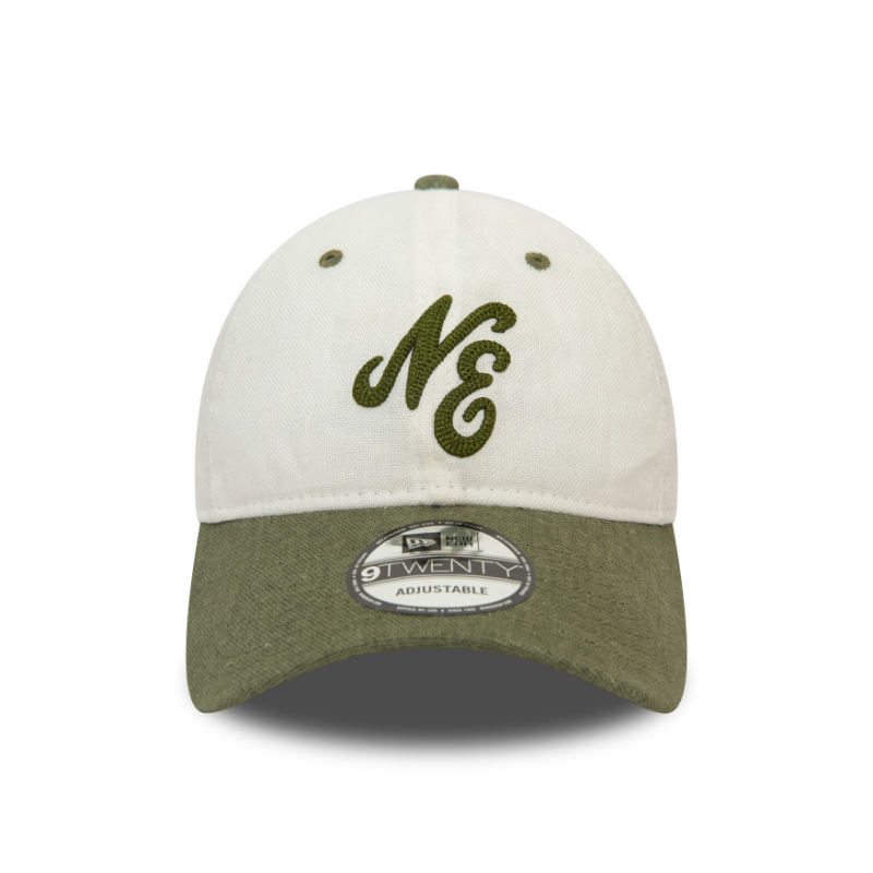 New Era - 9Twenty - Linen Script - White/Olive - Headz Up 
