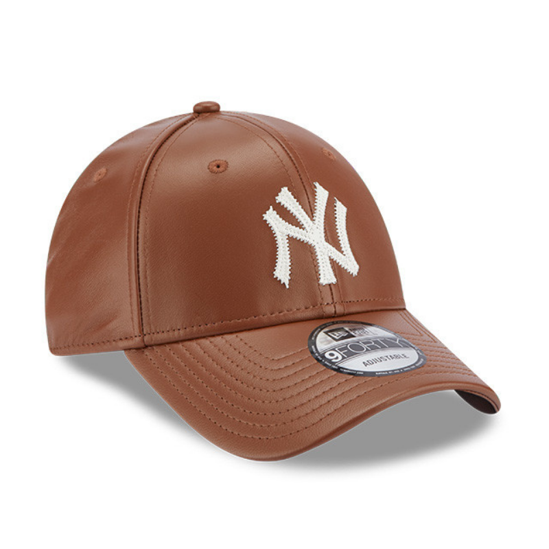 New Era - MLB Leather - New York Yankees - 9Forty Baseball Cap - Brown - Headz Up 