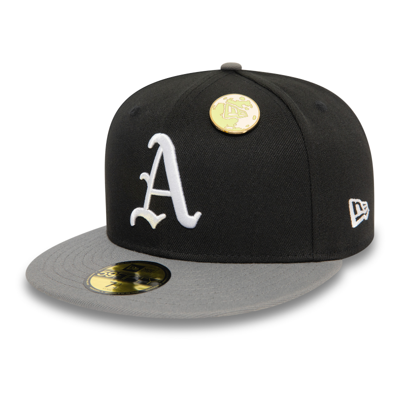 New Era - MLB Contrast Pin - 59Fifty Fitted - Oakland Athletics - Black - Headz Up 