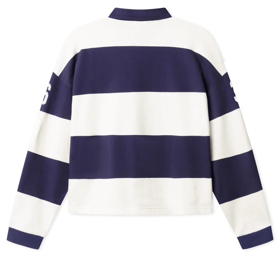 BLS Florentina Polo LS crewneck i hvid og marineblå med lange ærmer og klassisk design.