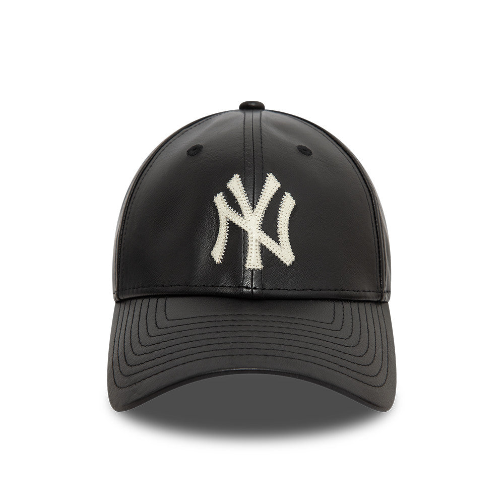 New Era - MLB Leather - New York Yankees - 9Forty Baseball Cap - Black - Headz Up 
