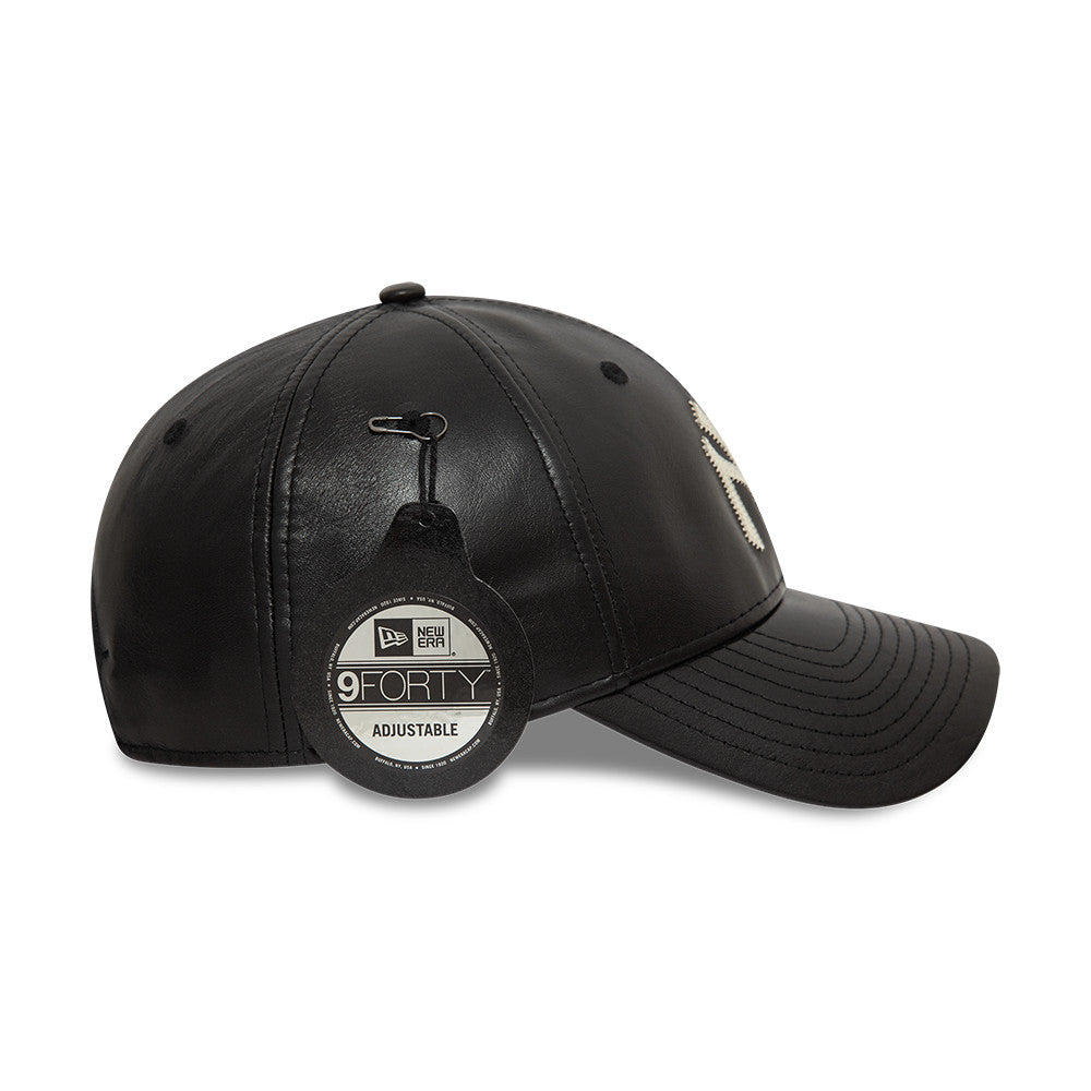 New Era - MLB Leather - New York Yankees - 9Forty Baseball Cap - Black - Headz Up 