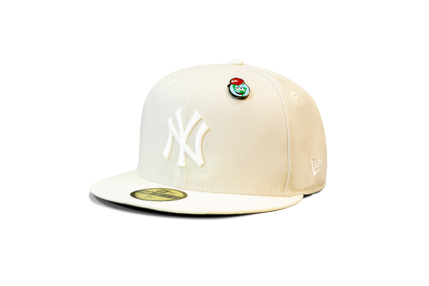 MLB World Series Pin New York Yankees 59Fifty Fitted Cap - Stone/Chrome White - Headz Up 