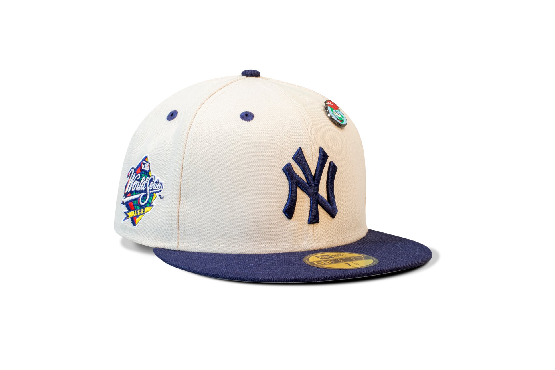 MLB World Series Pin New York Yankees 59Fifty Fitted Cap - Stone/Navy - Headz Up 