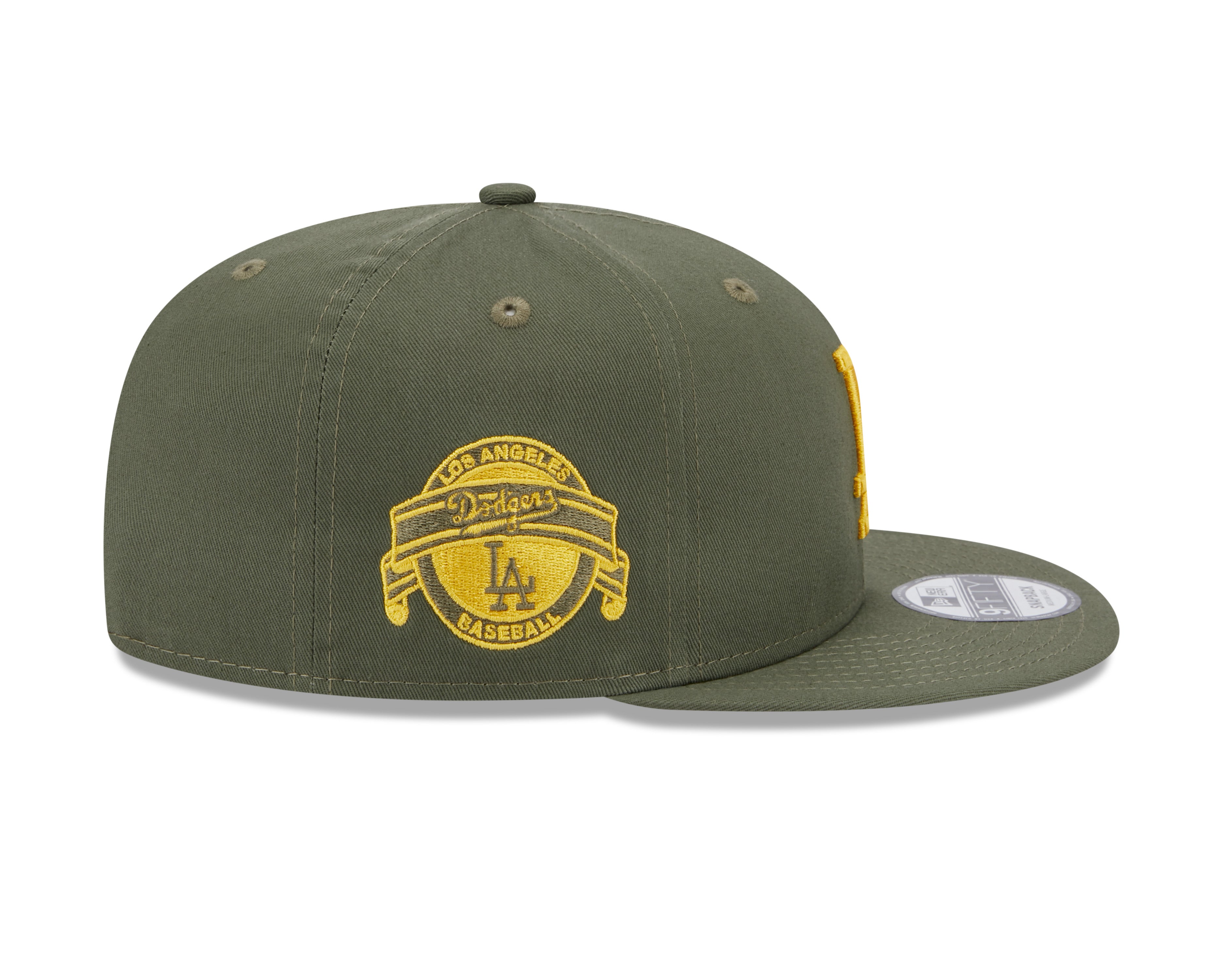 New Era 9Fifty Side Patch Los Angeles Dodgers - Olive/Yellow - Headz Up 