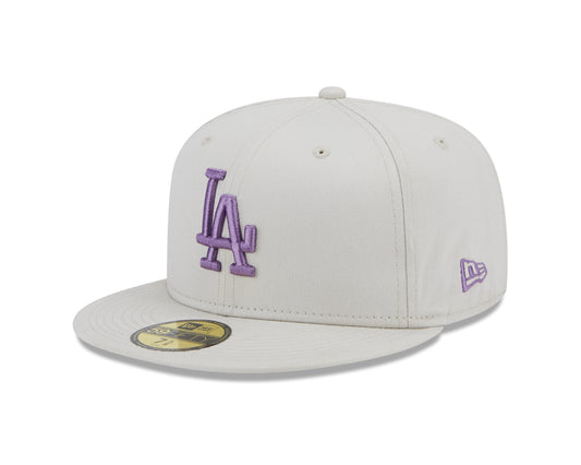 New Era 59Fifty Fitted Cap League Essential Los Angeles Dodgers - Stone/Purple - Headz Up 
