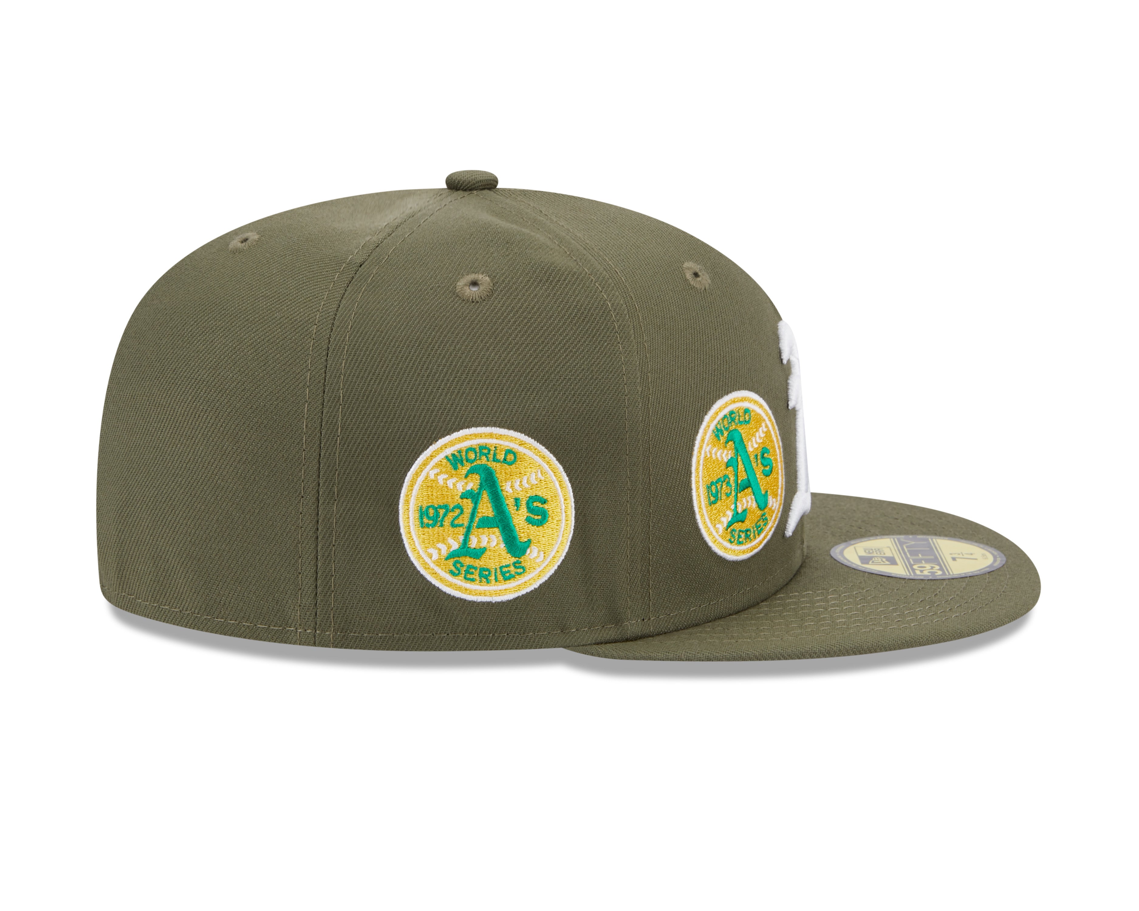 New Era - MLB WS All Over Patches 59Fifty Fitted - Oakland Athletics - Olive - Headz Up 