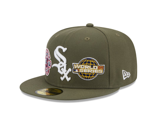 New Era - MLB WS All Over Patches 59Fifty Fitted - Chicago White Sox - Olive - Headz Up 
