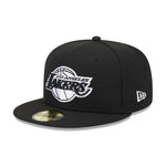 Sort New Era 59FIFTY Fitted-læderkasket med Lakers-logo og Western Conference-tryk, perfekt til fans.