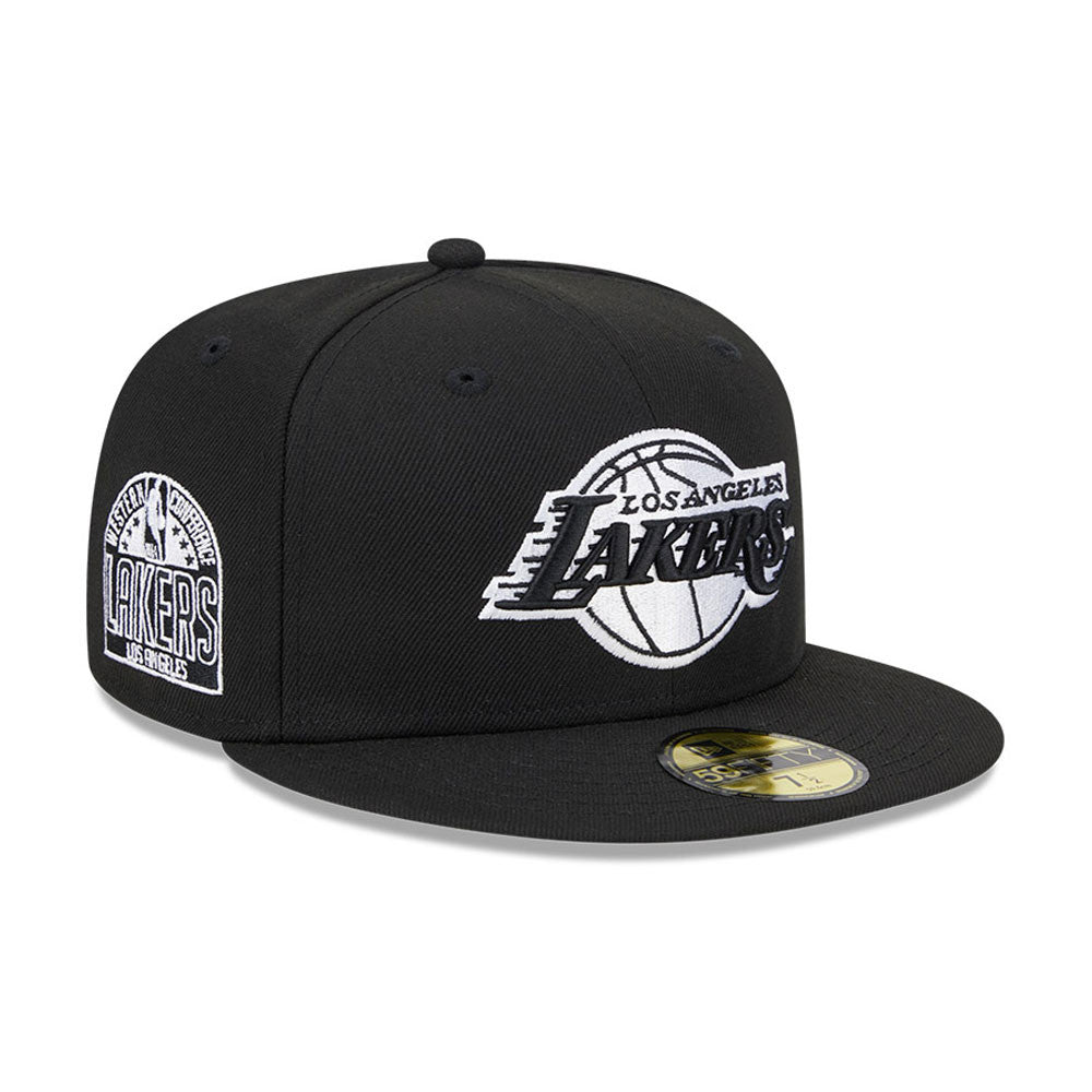 Sort New Era 59FIFTY fitted Lakers cap med Los Angeles Lakers logo og Western Conference design.