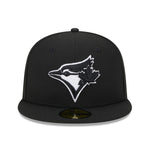 New Era 59FIFTY fitted cap med Toronto Blue Jays logo, sort farve og WS 1993 print, i sort og hvid farvetema.