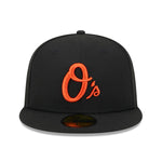 Sort New Era 59FIFTY fitted cap med Baltimore Orioles logo og AST 1993, sportslig og stilfuld.