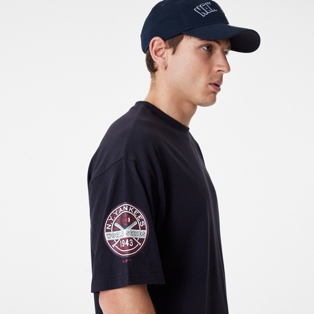 New Era - MLB Large Logo T-Shirt - New York Yankees - Navy/Cardinal - Headz Up 