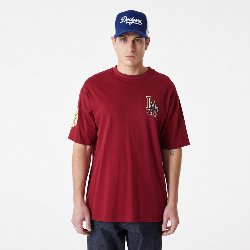 New Era - MLB Large Logo T-Shirt - Los Angeles Dodgers - Cardinal/Navy - Headz Up 