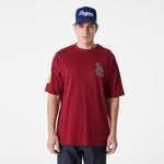 New Era - MLB Large Logo T-Shirt - Los Angeles Dodgers - Cardinal/Navy - Headz Up 