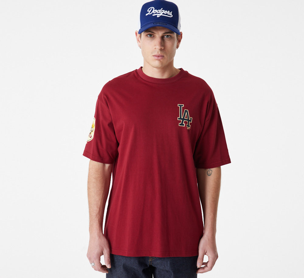 New Era - MLB Large Logo T-Shirt - Los Angeles Dodgers - Cardinal/Navy - Headz Up 