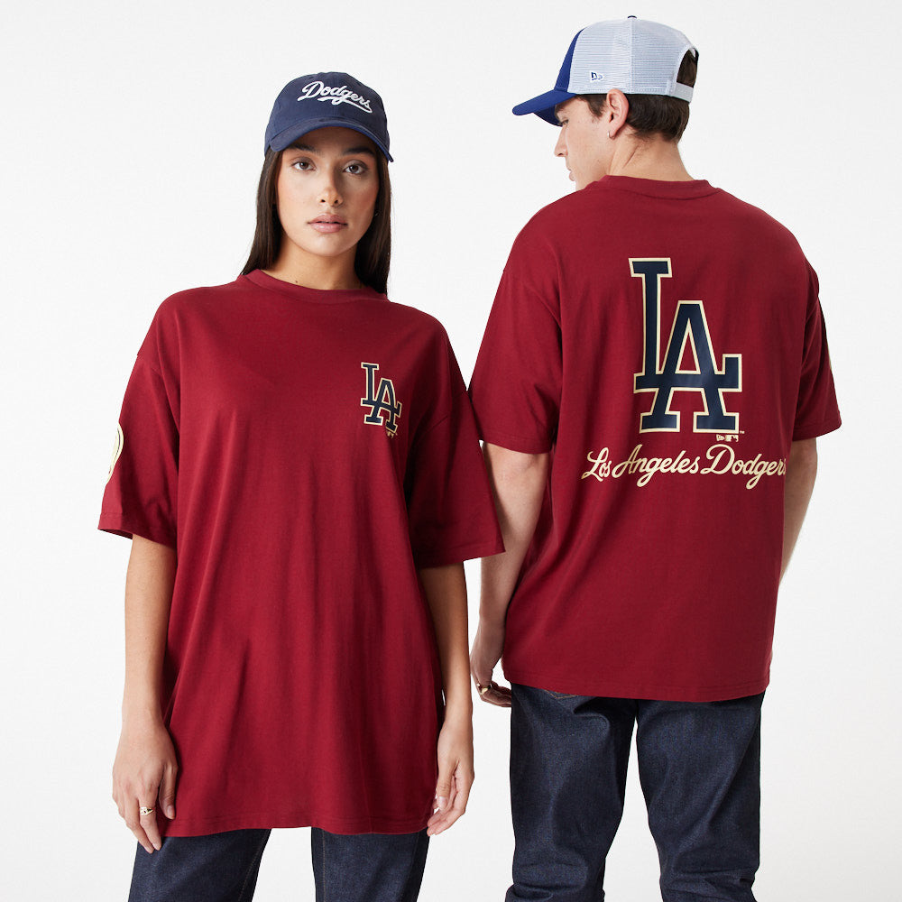 New Era - MLB Large Logo T-Shirt - Los Angeles Dodgers - Cardinal/Navy - Headz Up 