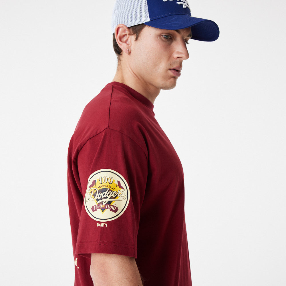 New Era - MLB Large Logo T-Shirt - Los Angeles Dodgers - Cardinal/Navy - Headz Up 