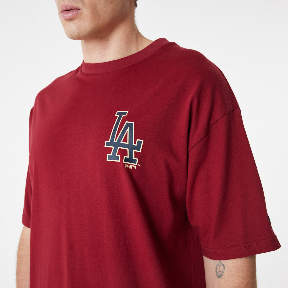 New Era - MLB Large Logo T-Shirt - Los Angeles Dodgers - Cardinal/Navy - Headz Up 