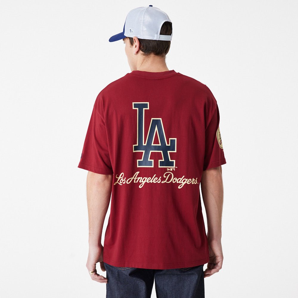 New Era - MLB Large Logo T-Shirt - Los Angeles Dodgers - Cardinal/Navy - Headz Up 