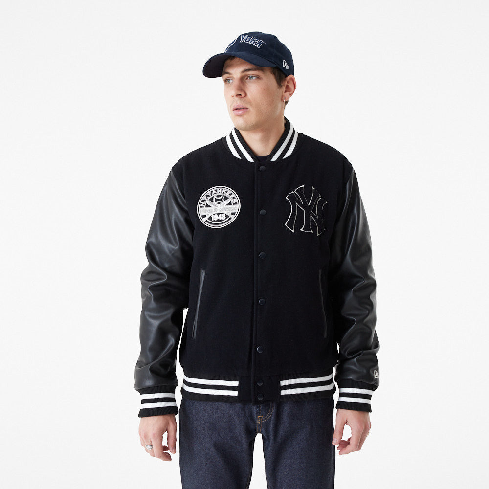 New Era - New York Yankees - Large Logo Varsity Jacket - Black - Headz Up 