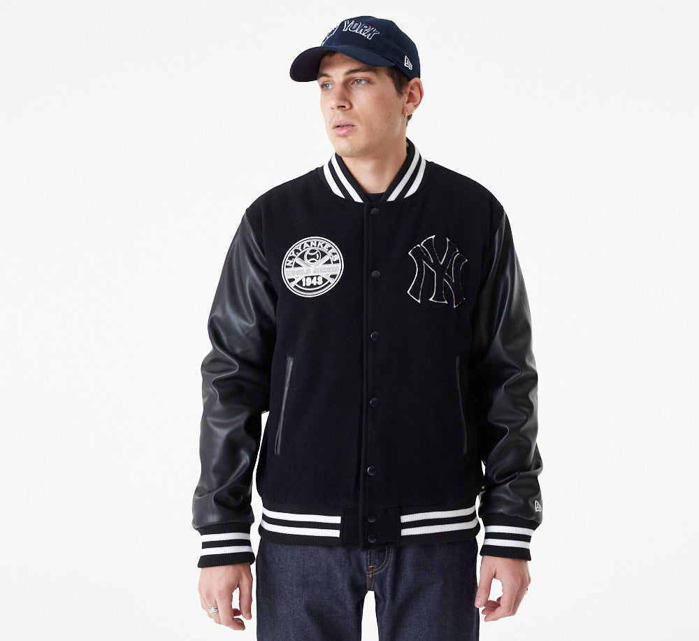 New Era - New York Yankees - Large Logo Varsity Jacket - Black - Headz Up 