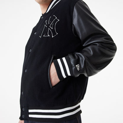 New Era - New York Yankees - Large Logo Varsity Jacket - Black - Headz Up 