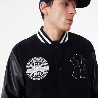 New Era - New York Yankees - Large Logo Varsity Jacket - Black - Headz Up 