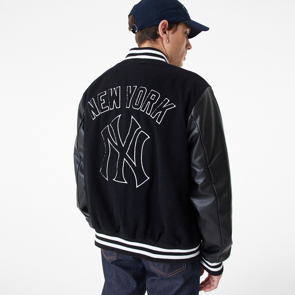 New Era - New York Yankees - Large Logo Varsity Jacket - Black - Headz Up 