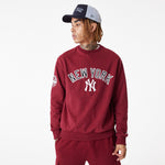 New Era - MLB Large Logo OS Crewneck - New York Yankees - Cardinal/Navy - Headz Up 