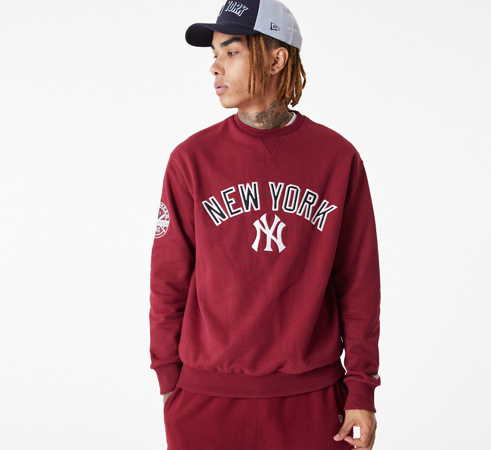 New Era - MLB Large Logo OS Crewneck - New York Yankees - Cardinal/Navy - Headz Up 