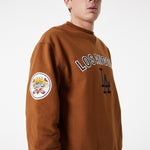 New Era - MLB Large Logo OS Crewneck - Los Angeles Dodgers - Brown - Headz Up 