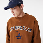 New Era - MLB Large Logo OS Crewneck - Los Angeles Dodgers - Brown - Headz Up 