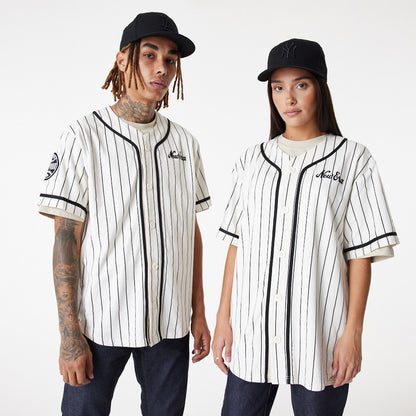 New Era - NE Pinstripe Baseball Jersey  - White/Black - Headz Up 