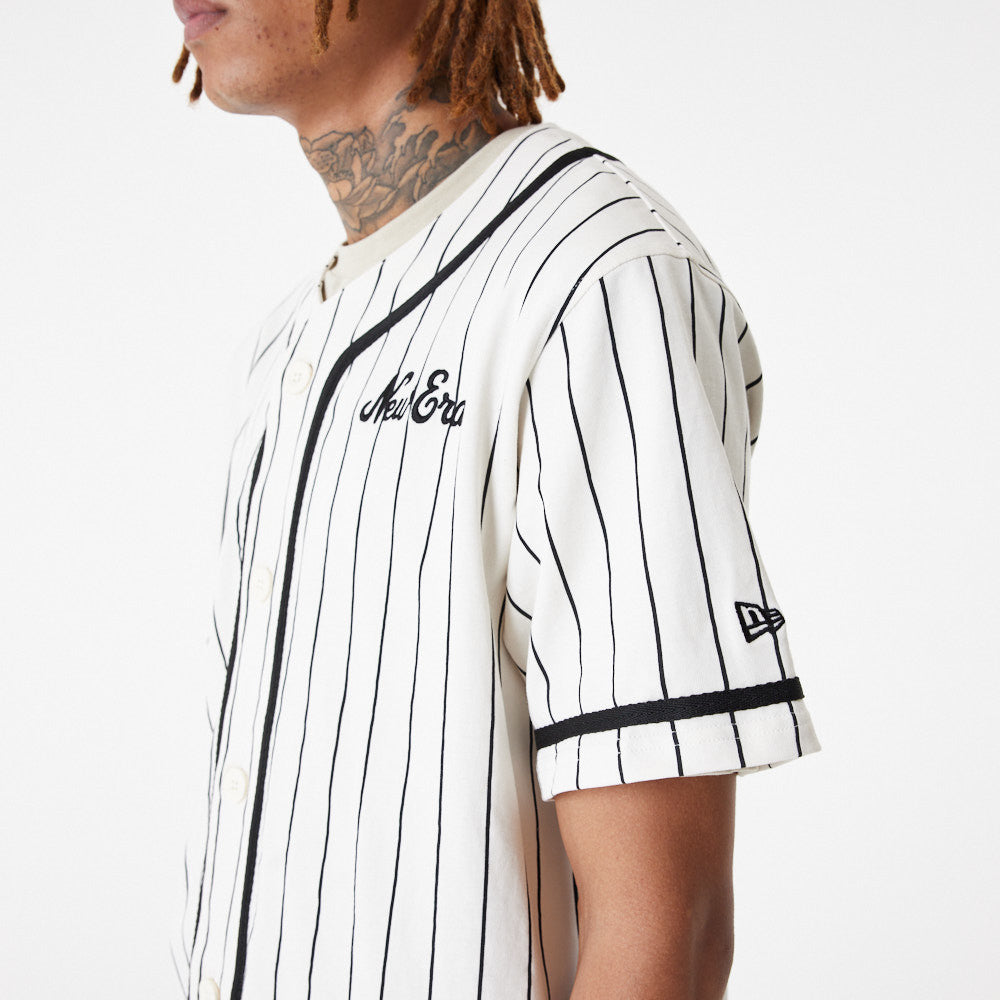 New Era - NE Pinstripe Baseball Jersey  - White/Black - Headz Up 
