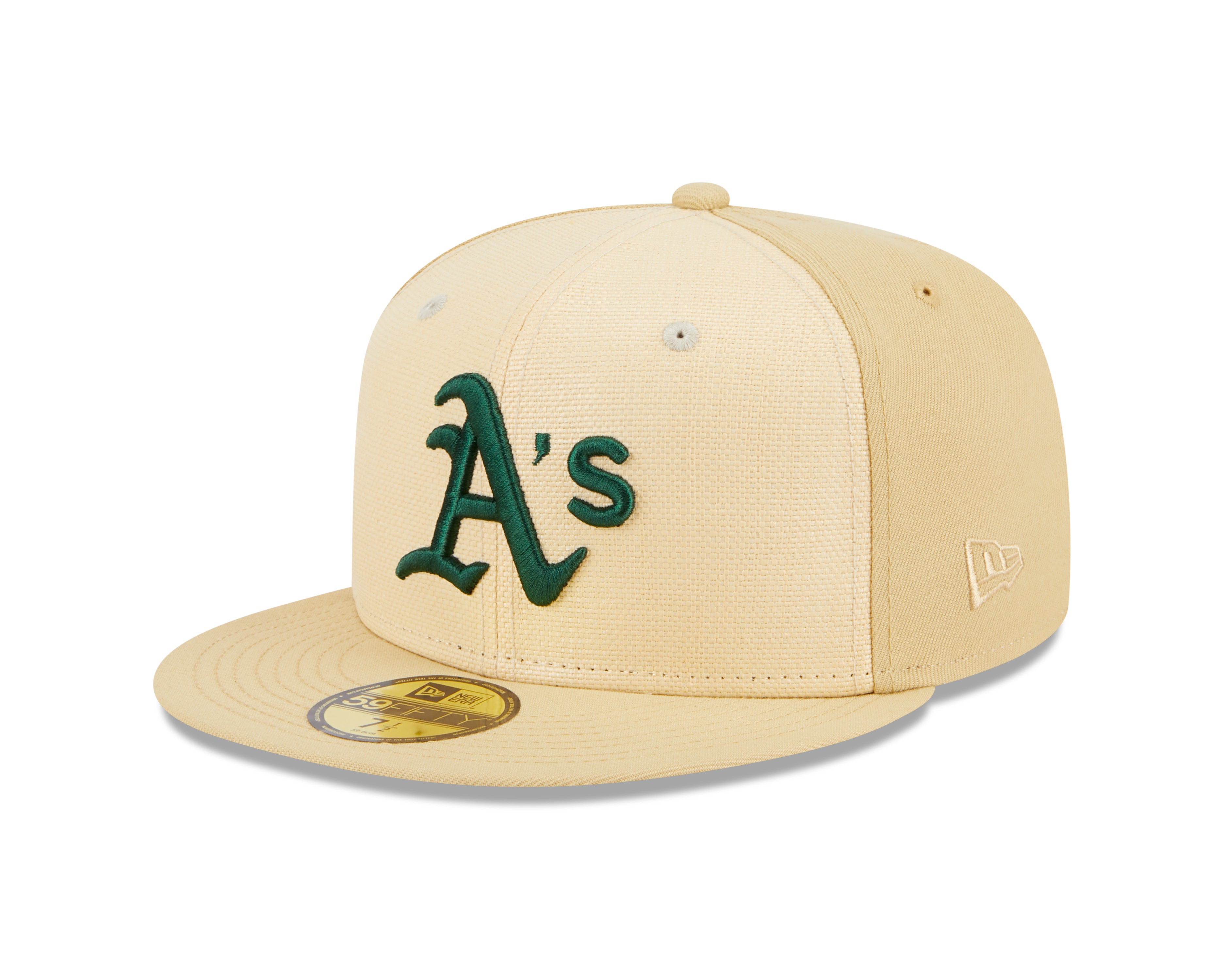 New Era - 59Fifty Fitted Cap - RAFFIA FRONT - Oakland Athletics - Sand - Headz Up 