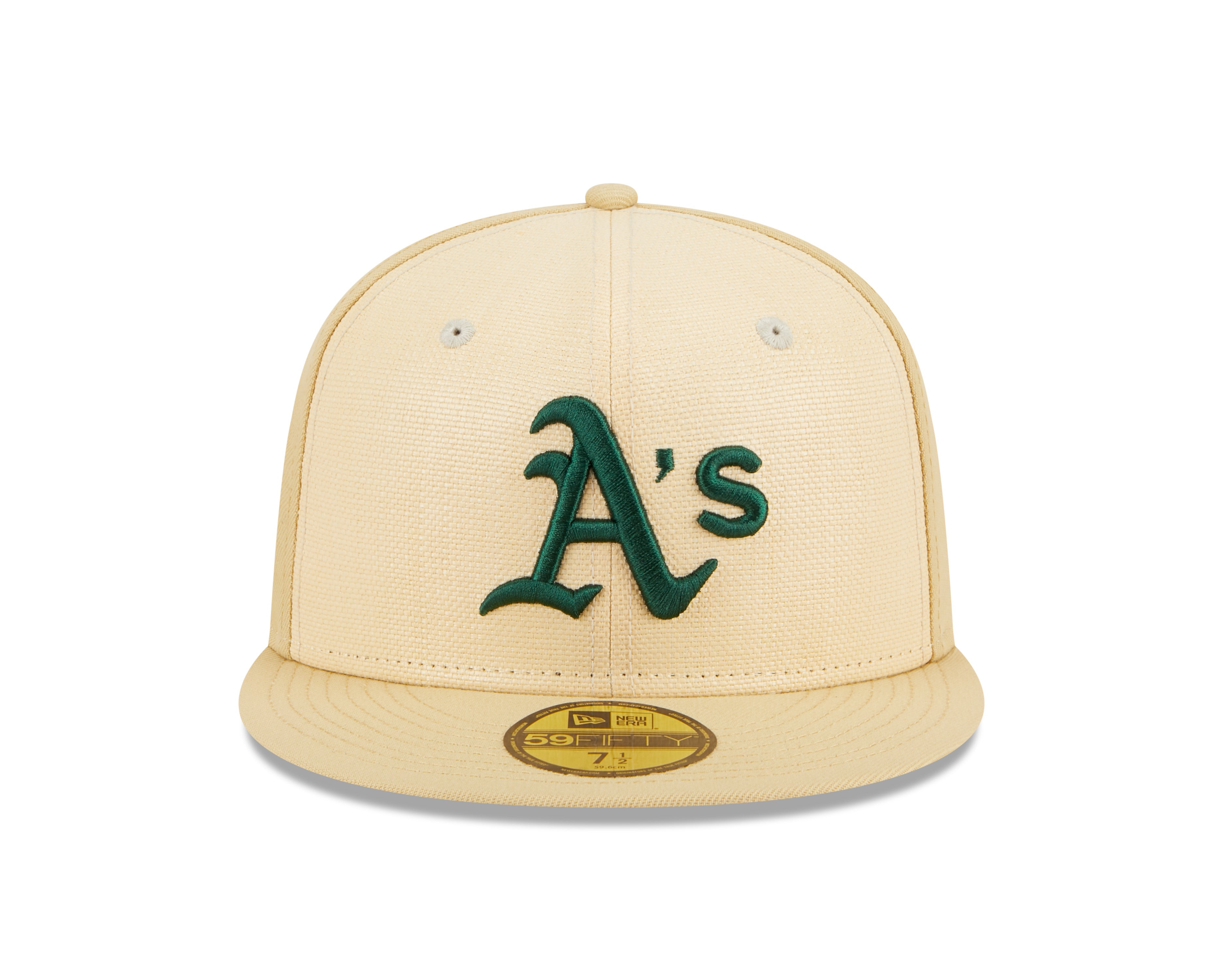 New Era - 59Fifty Fitted Cap - RAFFIA FRONT - Oakland Athletics - Sand - Headz Up 