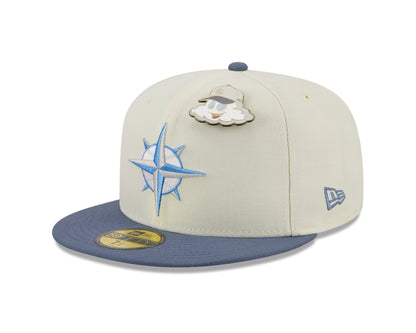 New Era 59fifty Fitted Cap Seattle Mariners THE ELEMENTS - Chrome White/Blue - Headz Up 